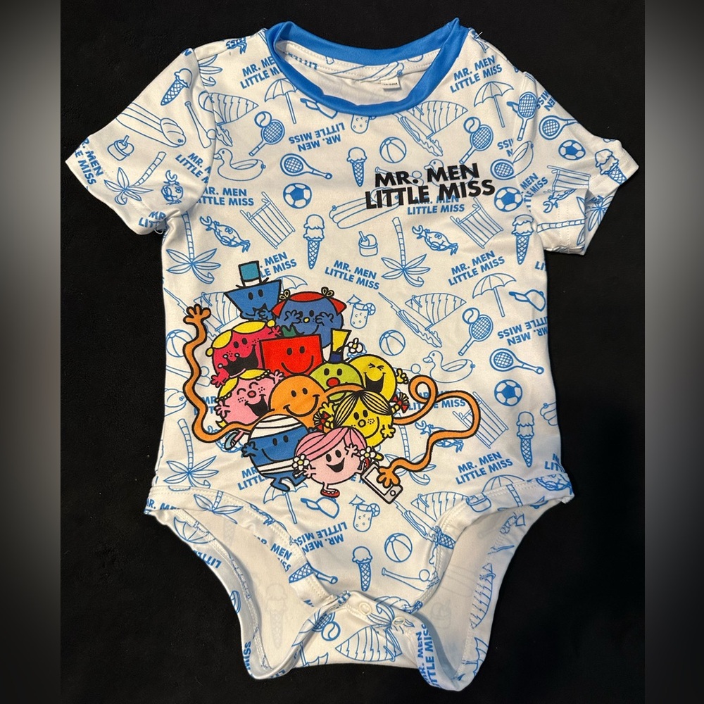 18-24 Month Mr. Men/Little Miss Blue Patterned Bodysuit